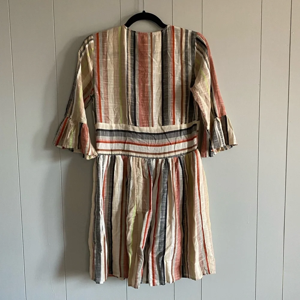 Lulu’s Cream Multi Striped Button-Front Dress - Picture 2 of 7